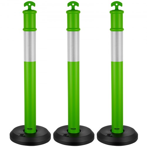 3-pack trafikavgränsningsstolpar, 1140 mm trafiksäkerhetskoner med fyllbar bas och reflexremsor, kraftiga avgränsningsstolpar för byggarbetsplatser, parkeringsplatser, trängselkontroll, gröna |  EU