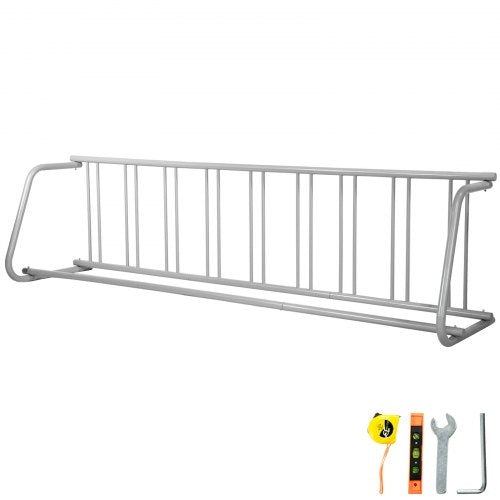 111\" Length Floor Bike Rack, 9 Holders All-Steel Grid Bike Rack, Single-Side Storage Stand for Garages Streets Yards