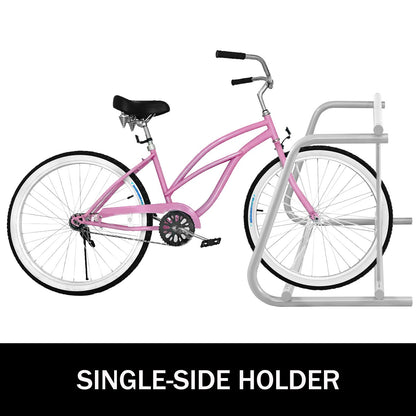 111\" Length Floor Bike Rack, 9 Holders All-Steel Grid Bike Rack, Single-Side Storage Stand for Garages Streets Yards
