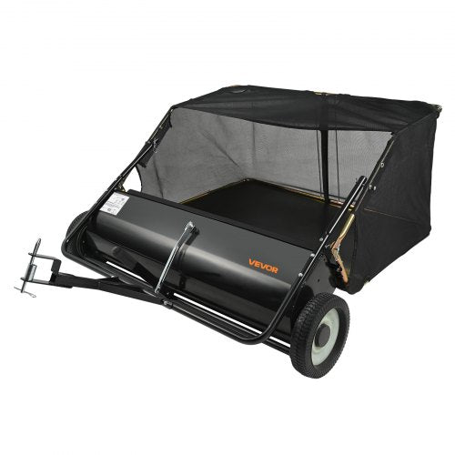 Tow Behind Lawn Sweeper, 50 in Pull Behind Lawn Sweeper, 26 cu. ft Large Capacity Leaf & Grass Collector, Heavy Duty Garden Sweeper with Adjustable Sweeping Height for Yard, Lawn, Farm