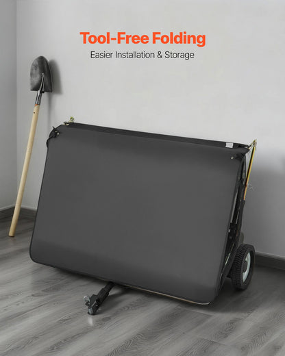 Tow Behind Lawn Sweeper, 48 in Pull Behind Yard Sweeper, 26 cu. ft Hopper Bag Capacity, Leaf & Grass Collector with Dumping Rope, Adjustable Sweeping Height, Garden Sweepers for Lawn Farm