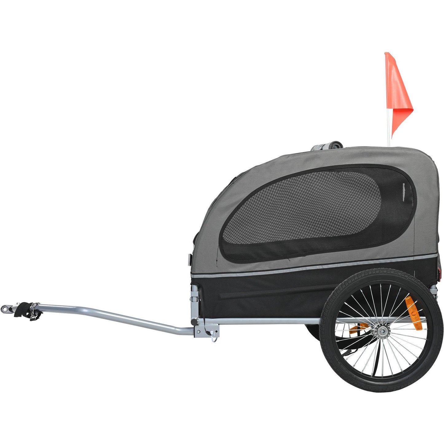 Dog Bike Trailer, Supports up to 88 lbs, Pet Cart Bike Carrier, Easy Folding Frame with Quick Release Wheels, Universal Bike Coupling, Reflectors, Flag, Foldable for Storage, Black/Gray