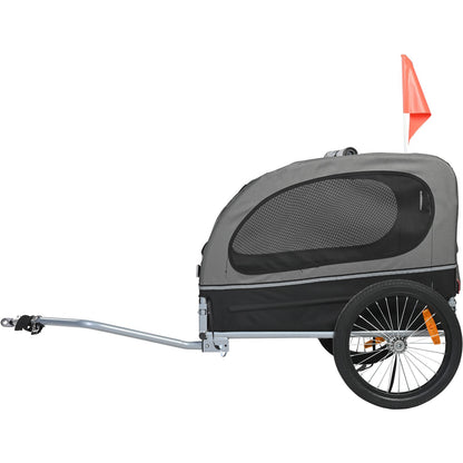 Dog Bike Trailer, Supports up to 88 lbs, Pet Cart Bike Carrier, Easy Folding Frame with Quick Release Wheels, Universal Bike Coupling, Reflectors, Flag, Foldable for Storage, Black/Gray