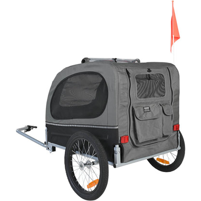 Dog Bike Trailer, Supports up to 88 lbs, Pet Cart Bike Carrier, Easy Folding Frame with Quick Release Wheels, Universal Bike Coupling, Reflectors, Flag, Foldable for Storage, Black/Gray