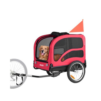 Dog Bike Trailer, Supports up to 100 lbs, Pet Cart Bicycle Carrier for Small & Large Dogs, Easy Folding Frame with Quick Release Wheel, Universal Bicycle Coupler, Reflector, Flag, Internal Leash