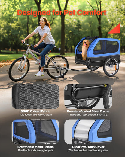Dog Bike Trailer, Supports up to 88 lbs, Pet Cart Bicycle Carrier for Small & Large Dogs, Easy Folding Frame with Quick Release Wheel, Universal Bicycle Coupler, Reflector, Flag, Internal Leash