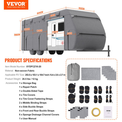 Trailer Travel RV Cover 18-20 ft Class A Camper Cover Non-Woven Fabric