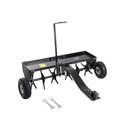 Tow Behind Plug Aerator, 40-Inch Tow Behind Lawn Plug Aerator with Universal Hitch, Pull Behind Aerator with Iron Spikes Alternately Arranged, Lawn Aerator Tow Behind for Gardens, Lawns, Farms
