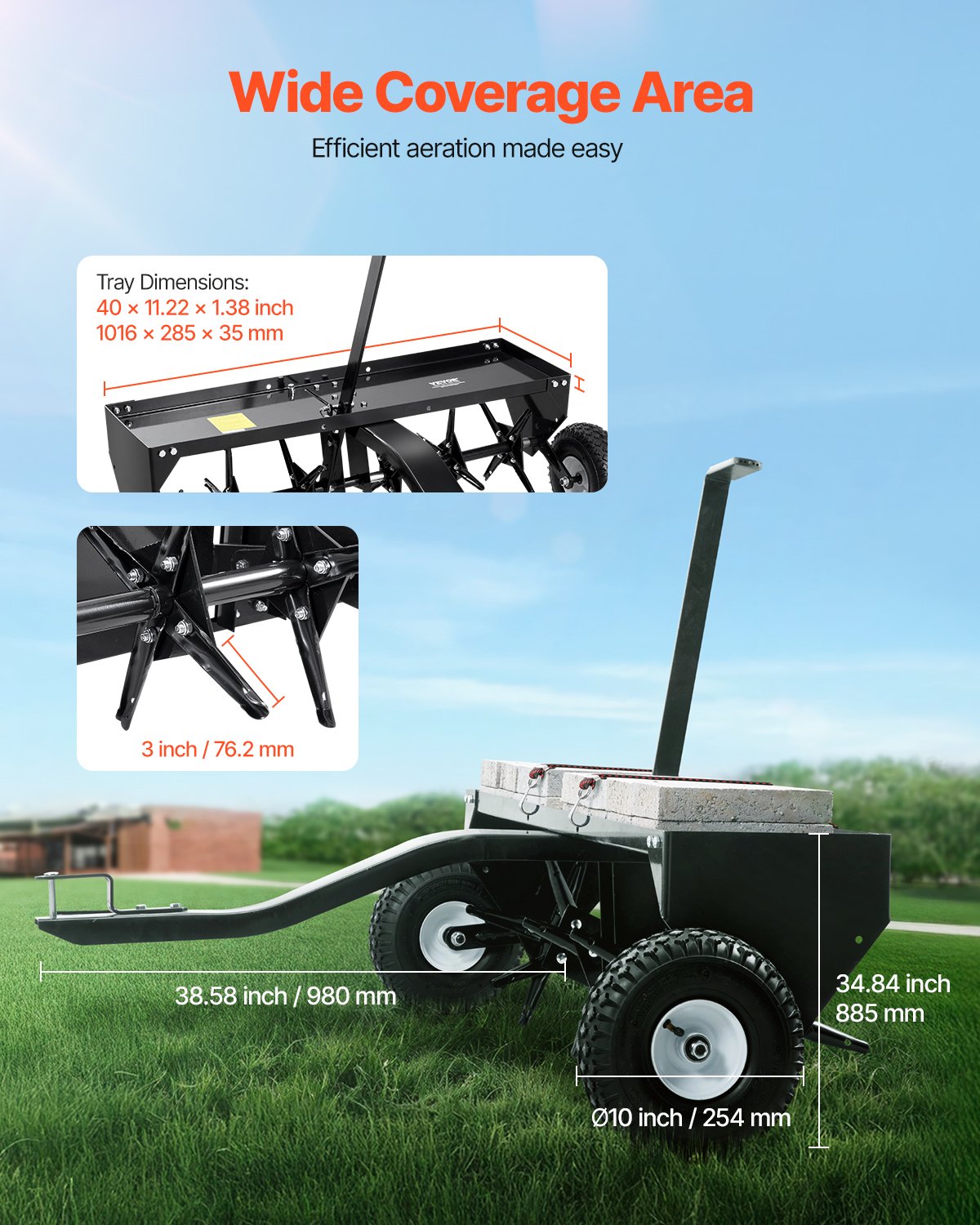 40" bogserpluggluftare med universalkoppling gräsmatta luftare bogsering bakom