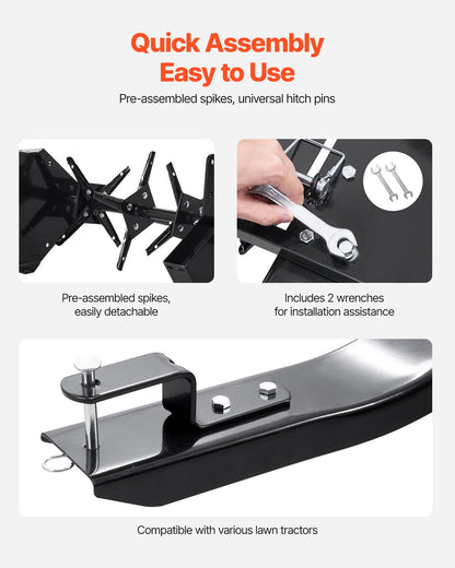 40" bogserpluggluftare med universalkoppling gräsmatta luftare bogsering bakom