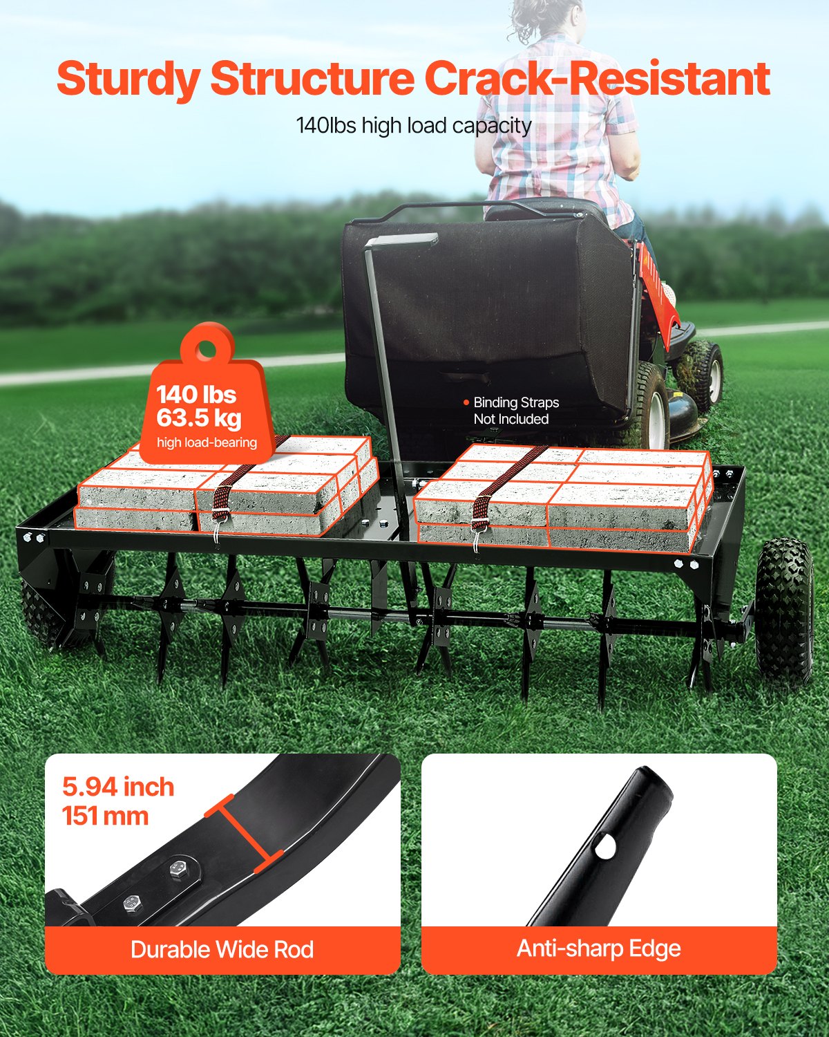 48" bogserpluggluftare med universalkoppling gräsmatta luftare bogsering bakom