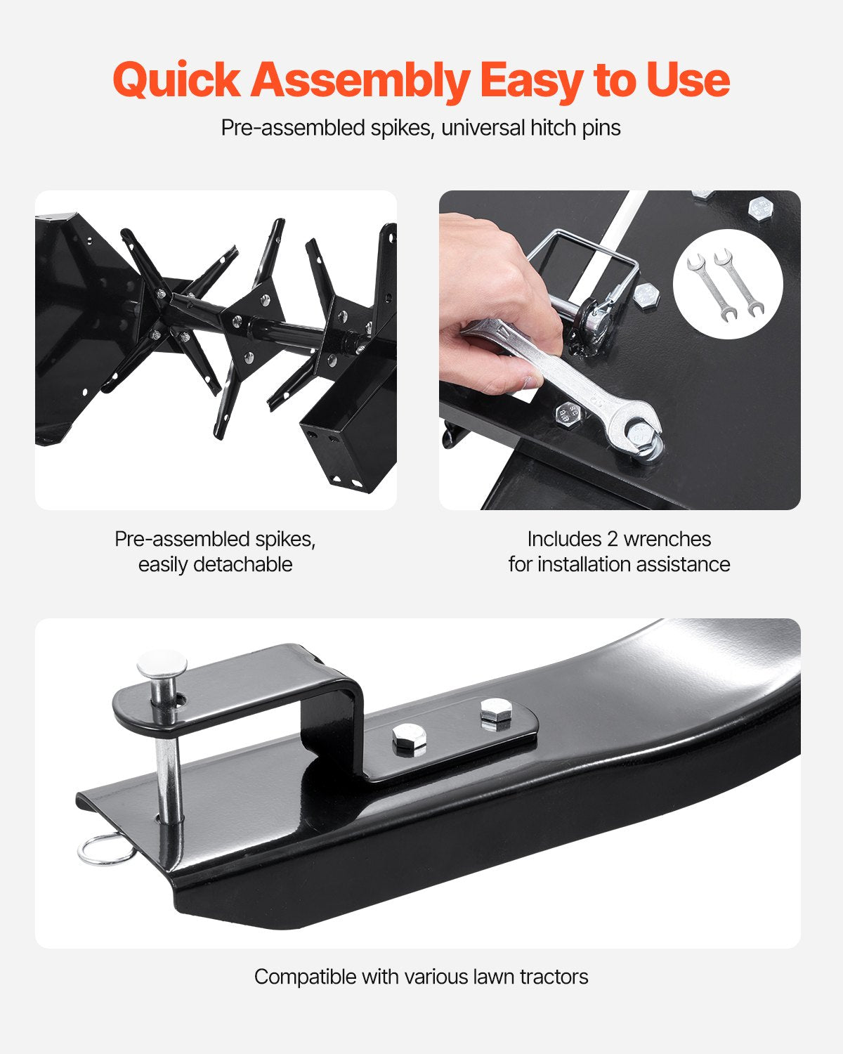 48" bogserpluggluftare med universalkoppling gräsmatta luftare bogsering bakom