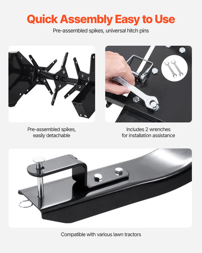 48" bogserpluggluftare med universalkoppling gräsmatta luftare bogsering bakom