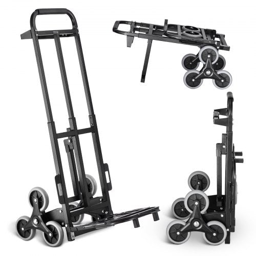 Stair Climbing Cart, 460 lbs Capacity Stair Climber Hand Truck and Dolly, Heavy-Duty Folding Trolley Cart with Dual Handle, 6 Wheels & 2 Elastic Ropes for Home Office Shopping Moving Warehouse