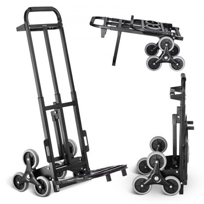 Stair Climbing Cart, 460 lbs Capacity Stair Climber Hand Truck and Dolly, Heavy-Duty Folding Trolley Cart with Dual Handle, 6 Wheels & 2 Elastic Ropes for Home Office Shopping Moving Warehouse