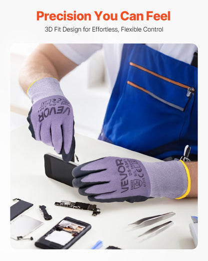 Work Gloves 12 Pairs Touch Screen Nitrile-Coated Garden Construction Gloves
