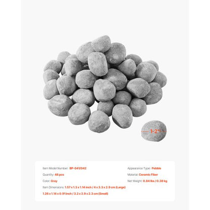 2,5-5 cm 48 st keramiska eldstenar lavastenar återanvändbara