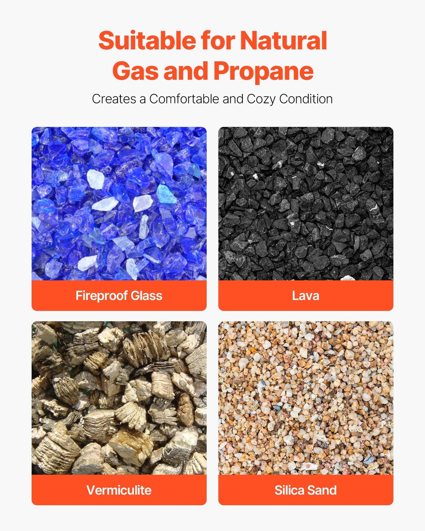 Ceramic Fire Pebble Stones, 1-2 inch 48 Pcs Lava Rocks, Reusable Fire Pit Stones Indoor and Outdoor Use, Decorative Firepit Rocks for Propane/Gas Fireplace, Stove, Courtyard, Camping