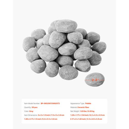5-7,6 cm 30 st. keramiska eldstenar lavastenar återanvändbara