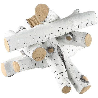 6 Stück groß mit Birkenscheiten, gasbefeuertes Keramik-Brennholz für den Kamin, hitzebeständige Brennholzscheite, gasrealistisches Brennholz, stapelbare Brennholzzweige für den gasbefeuerten Herd, Feuerschale drinnen oder draußen