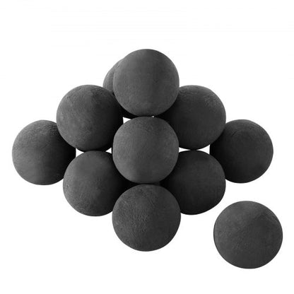 Ceramic Fire Balls, 3 Inch 15 Pcs Round Fire Stones, Reusable Lava Rocks Indoor and Outdoor Use, Decorative Fire Pit Rocks for Propane/Gas Fireplace, Stove, Courtyard, Camping, Black