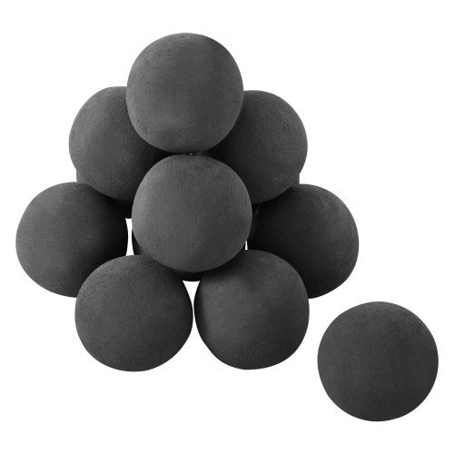 Ceramic Fire Balls, 4 Inch 12 Pcs Round Fire Stones, Reusable Lava Rocks Indoor and Outdoor Use, Decorative Fire Pit Rocks for Propane/Gas Fireplace, Stove, Courtyard, Camping, Black