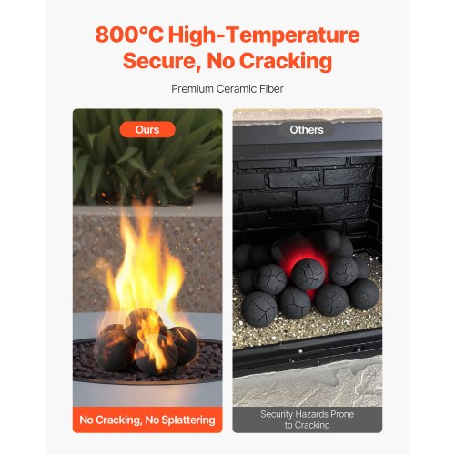 12,5 cm 6 Stück Keramik Feuerbälle runde Feuersteine wiederverwendbare Lavasteine