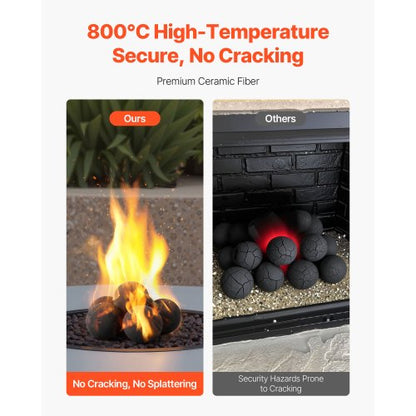 12,5 cm 6 Stück Keramik Feuerbälle runde Feuersteine wiederverwendbare Lavasteine