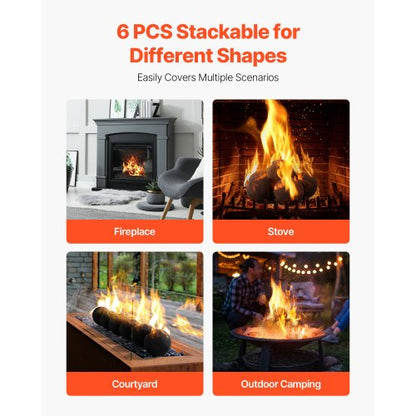 12,5 cm 6 Stück Keramik Feuerbälle runde Feuersteine wiederverwendbare Lavasteine