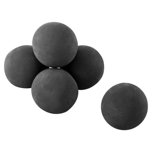 Ceramic Fire Balls, 5 Inch 6 Pcs Round Fire Stones, Reusable Lava Rocks Indoor and Outdoor Use, Decorative Fire Pit Rocks for Propane/Gas Fireplace, Stove, Courtyard, Camping, Black