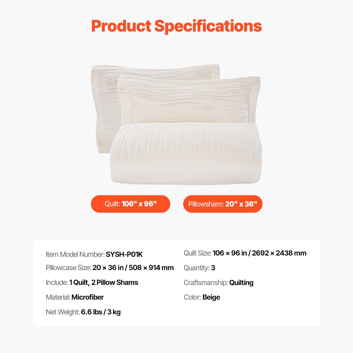 King Quilt Set, 3-Piece Lightweight Comforter, Microfiber King Size Bedding Set, Beige Bedspreads with 1 Quilt and 2 Pillow Shams, Lightweight Bedspread Coverlet Bedding Set, for All Season