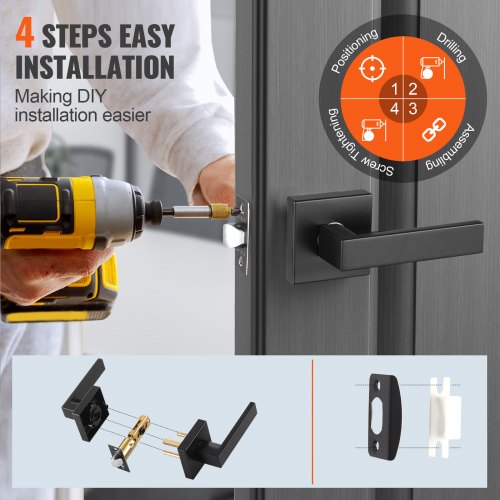 Passagedörrhandtag 1-pack mattsvart dörrhandtag för invändig vändbar spak