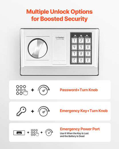 0.6 Cubic Feet Drop Safe, Drop Slot Safe Box with Password and Turn Knob, Heavy Duty Compact Cash Depository Box with a Front Lock Slot for Cash, Bank Slips, Jewelry, Documents, Bills, Black