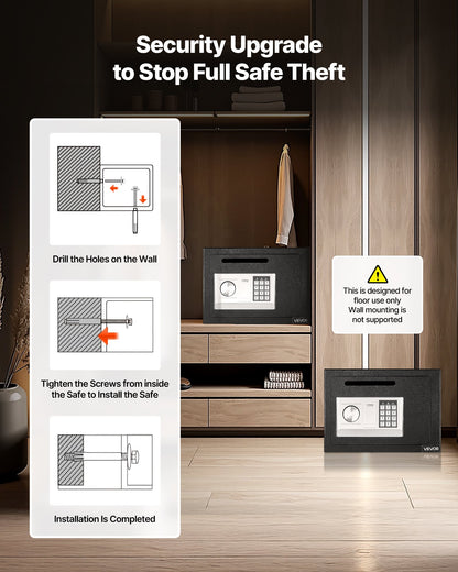 0.6 Cubic Feet Drop Safe, Drop Slot Safe Box with Password and Turn Knob, Heavy Duty Compact Cash Depository Box with a Front Lock Slot for Cash, Bank Slips, Jewelry, Documents, Bills, Black