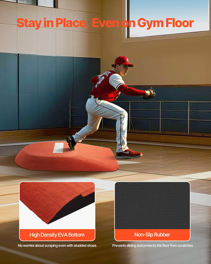 Pitching Mound, Portable Baseball Game Mound, 42 in Indoor Outdoor Pitching Practice and Training Equipment, One-Piece Softball Pitching Aids with Antifade Turf and Pitching Rubber