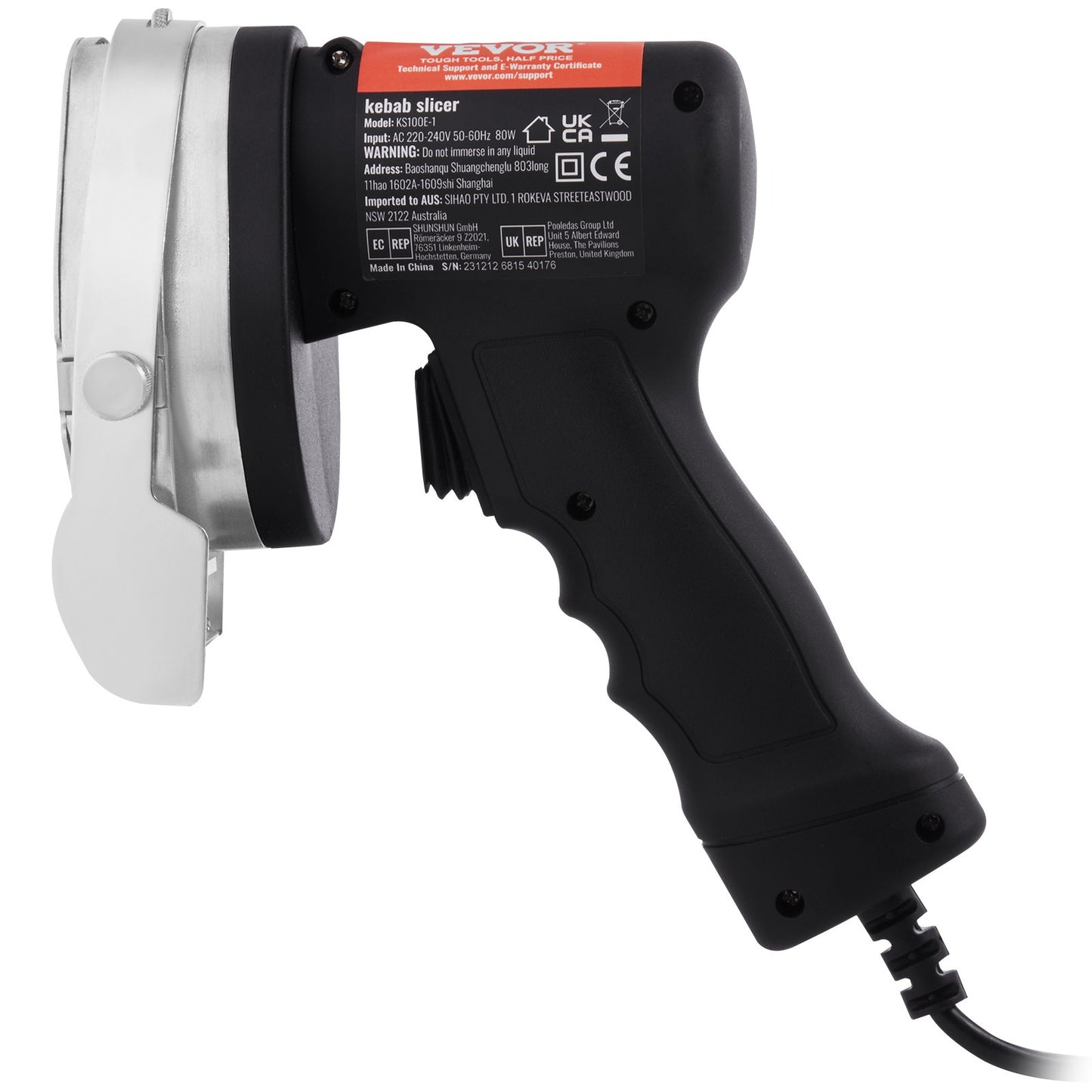 Elektrisk shawarmakniv Turkisk Doner Kebab köttgyroskärare med 2 blad