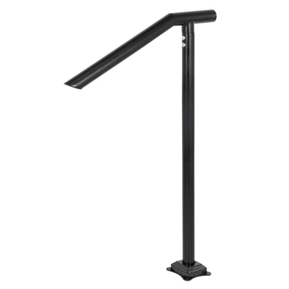 3Ft Step Railing, Iron Stair Handrail Floor Mounted Sturdy Black Arched Handrails for Outdoor Indoor Steps Fits 2 to 3 Steps