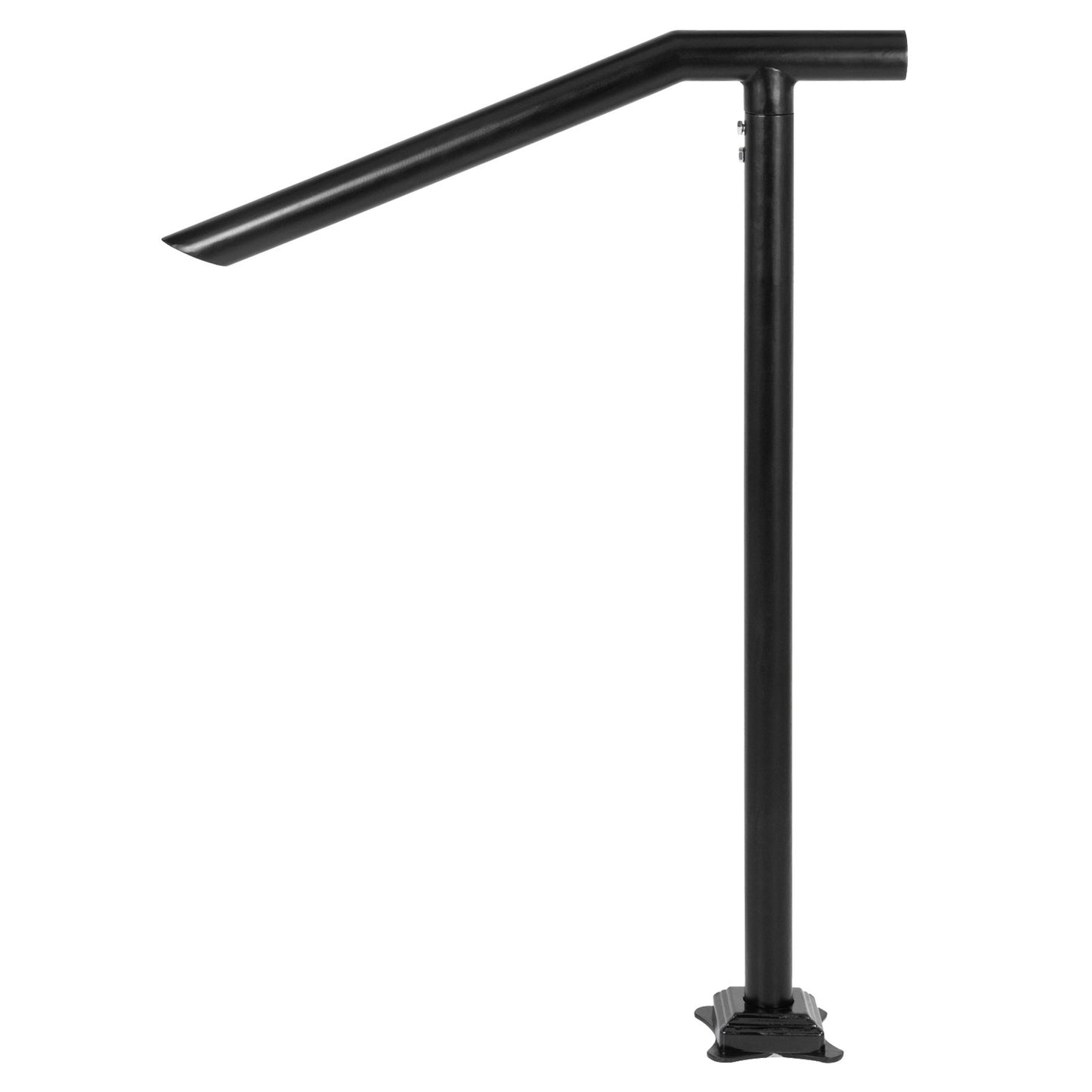 3Ft Step Railing, Iron Stair Handrail Floor Mounted Sturdy Black Arched Handrails for Outdoor Indoor Steps Fits 2 to 3 Steps