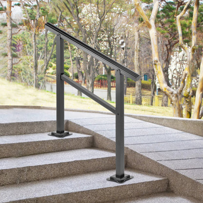 Outdoor Handrail 165LBS Load Handrail Outdoor Stairs Aluminum Stair Handrail 36 x 35" Outdoor Stair Railing Transitional Range from 0 to 30° Staircase Handrail Fits 2-3 Steps with Screw Kit
