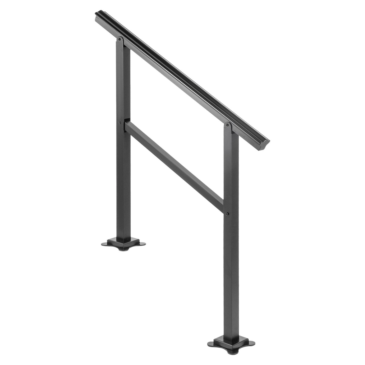 Outdoor Handrail 165LBS Load Handrail Outdoor Stairs Aluminum Stair Handrail 36 x 35" Outdoor Stair Railing Transitional Range from 0 to 30° Staircase Handrail Fits 2-3 Steps with Screw Kit