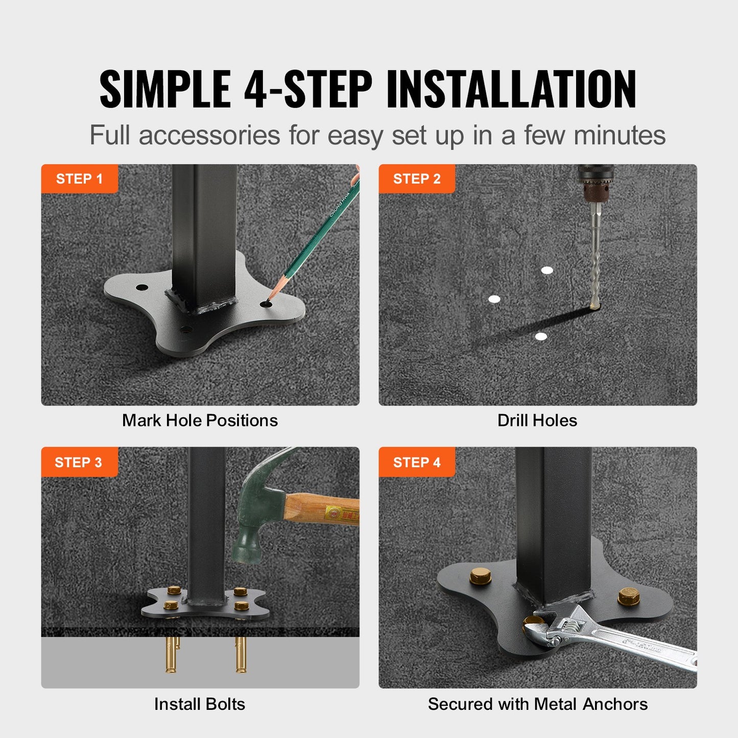 Outdoor Handrail 165LBS Load Handrail Outdoor Stairs Aluminum Stair Handrail 60 x 35" Outdoor Stair Railing Transitional Range from 0 to 30° Staircase Handrail Fits 4-5 Steps with Screw Kit