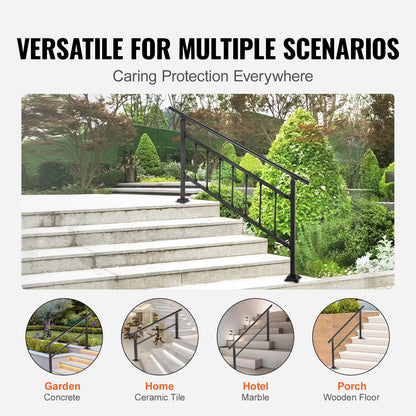 Outdoor Handrail 165LBS Load Handrail Outdoor Stairs Aluminum Stair Handrail 60 x 35" Outdoor Stair Railing Transitional Range from 0 to 30° Staircase Handrail Fits 4-5 Steps with Screw Kit