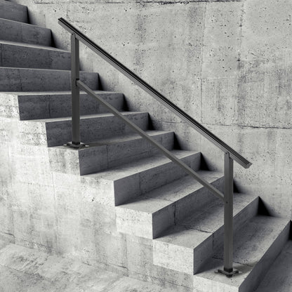 Outdoor Handrail 165LBS Load Handrail Outdoor Stairs Aluminum Stair Handrail 60 x 35" Outdoor Stair Railing Transitional Range from 0 to 30° Staircase Handrail Fits 4-5 Steps with Screw Kit