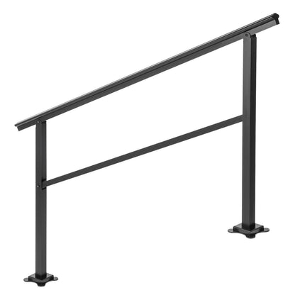 Outdoor Handrail 165LBS Load Handrail Outdoor Stairs Aluminum Stair Handrail 60 x 35" Outdoor Stair Railing Transitional Range from 0 to 30° Staircase Handrail Fits 4-5 Steps with Screw Kit