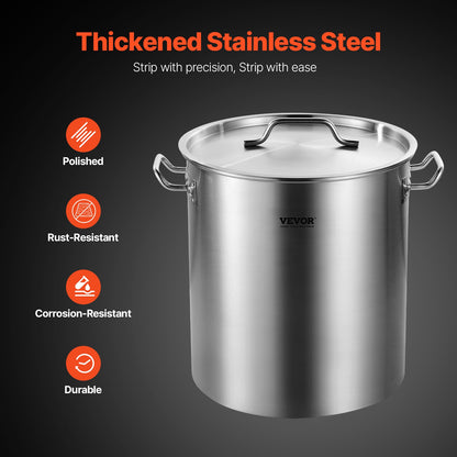 Stainless Steel Stockpot, 42 Quart Large Cooking Pots, Cookware Sauce Pot with Basket, Lid, and Handle, Heavy Duty Commercial Grade Stock Pot, Sanding Treatment, for Large Groups Events Silver