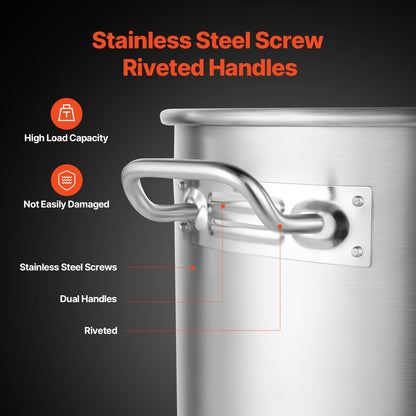 Stainless Steel Stockpot, 42 Quart Large Cooking Pots, Cookware Sauce Pot with Basket, Lid, and Handle, Heavy Duty Commercial Grade Stock Pot, Sanding Treatment, for Large Groups Events Silver