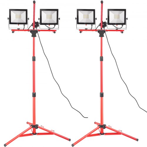 LED Work Light with Stand, 2PCS 10000 Lumen Dual-head LED Work Light with 27.6\"-68.1\" Adjustable and Foldable Tripod Stand, IP65 Waterproofed LED Tripod Work Light, with 5000 K Color Temperatu