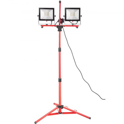 LED Work Light with Stand, 20000 Lumen Dual-head LED Work Light with 27.6\"-68.1\" Adjustable and Foldable Tripod Stand, IP65 Waterproofed LED Tripod Work Light, with 5000 Kelvin Color Temperatu