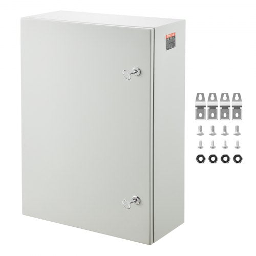 Steel Electrical Box, 27.6 x 19.7 x 9.8 in, Cold Rolled Steel Electrical Enclosure Box, Wall-Mounted Outdoor Electronic Equipment Enclosure with Mounting Plate, Hinges, Lock, IP66 Waterproof