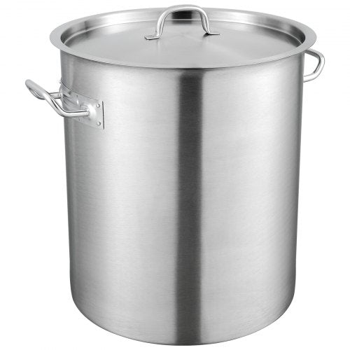 Stainless Steel Stockpot, 42 Quart Large Cooking Pots, Multipurpose Cookware Sauce Pot with Lid & Handle, Heavy Duty Commercial Grade Stock Pot, Sanding Treatment, for Large Groups Events Silver